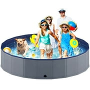 Niubya 80 x 16'' Foldable Dog Swimming Pool, Portable Bath Tub for Pets Indoor and Outdoor(Gray)