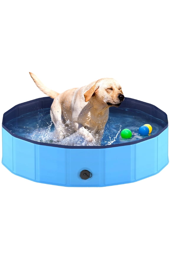 Portable Dog Pool, Foldable Pet Swimming Tub, Anti-Slip Pet Bathtub, Hard Plastic Bath Pool for Pets Dogs and Cats, 40x 12 Inches