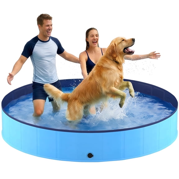 Portable Dog Pool, Foldable Pet Swimming Tub, Anti-Slip Pet Bathtub, Hard Plastic Bath Pool for Pets Dogs and Cats, 72 x 12 Inches