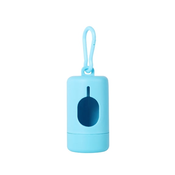 Portable Dog Poop Bag Dispenser With Replaceable Led Light, Blue, Collapsible Waste Pickup Storage For Pet Owners, Includes Refill Bags