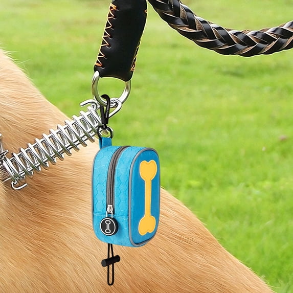 Portable Dog Poop Bag Holder Dispenser, Compact Pouch for Waste Bags, Leash Attachment & Walking Accessory, Durable Polyester, Sky Blue
