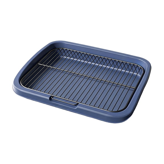 Portable Dog Potty Tray With Removable Mesh Screen & Leakproof Base For Small Medium Dogs, Easy Clean Pet Toilet Litter Box, Indoor Training Pee Pan For Apartment Balcony Daily Use & Travel-(Navy)