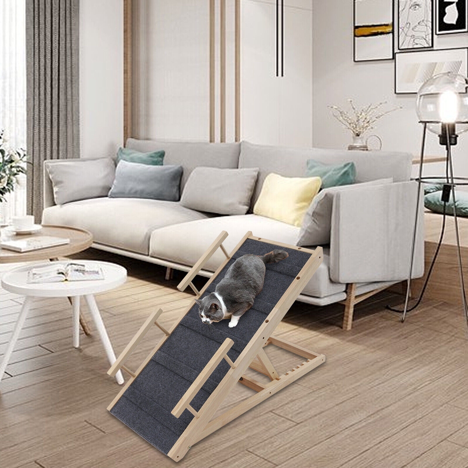 Portable Dog Ramp for Bed Car Ramp Adjustable Height Pet Ramp W/ Side Rails