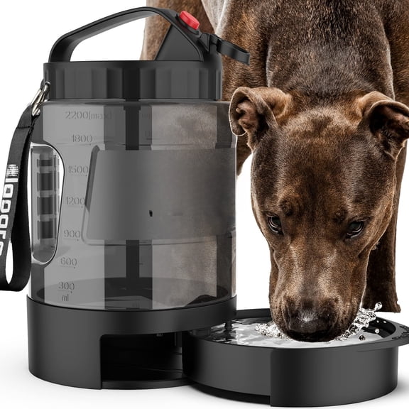 Portable Dog Travel Water Bottle, 77oz Large Travel Water Bowl for Dogs Camping Hiking Beach Hunting Essentials, Big Pet Bottles Bowl Water Dispenser for On The Go Park Car Walking Accessories