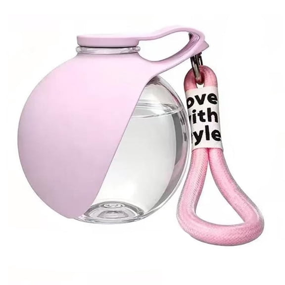 Portable Dog Water Bottle: 285ML 304 Stainless Steel Pet Travel Flask with Foldable Silicone Bowl & Lanyard, Leakproof Dog Travel Water Dispenser for Walking