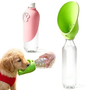 Portable Dog Water Bottle Attachment, Leakproof Foldable Pet Water Dispenser Cap with Bowl for Walking Hiking Travel, Cat Dog Attachment for Water Bottle, Portable Outdoor Dog Drinking Accessory