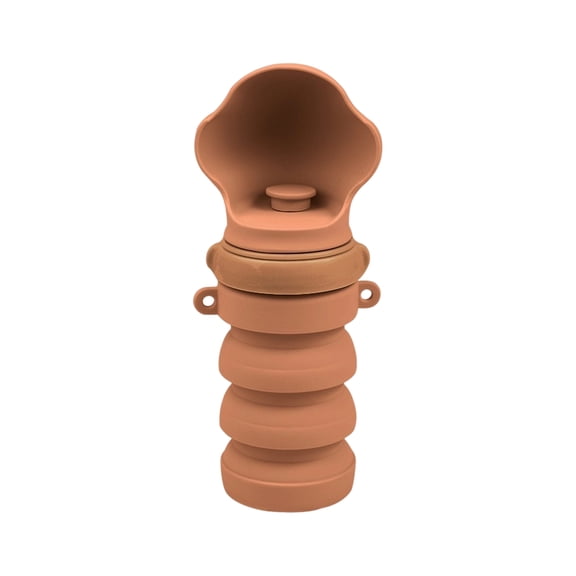 Portable Dog Water Bottle, Collapsible Pet Water Bottle with Bowl, Foldable Silicone Travel Water Bottle for Dogs, Outdoor Hydration Cup，Brown