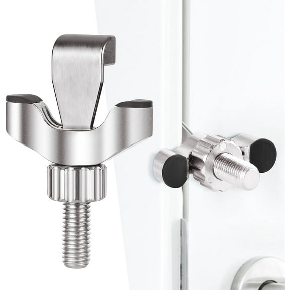 Portable Door Lock, Anti-Theft Lock, Travel Door Lock for Additional Privacy and Safety, Home Security Door Locker for Hotel Apartment School - Silver