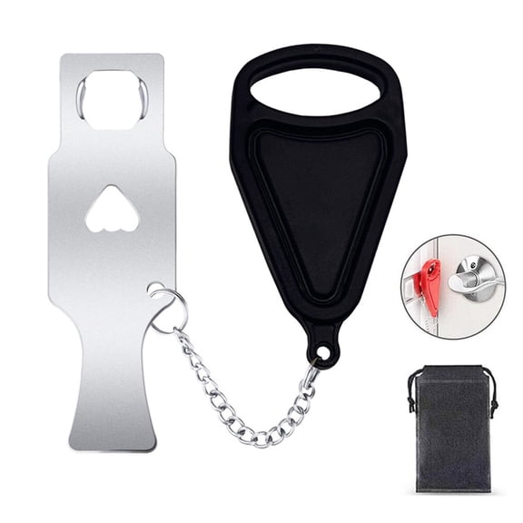 Portable Door Lock Home Security Door Jammer for Travel Airbnb Hotel Black Unbranded