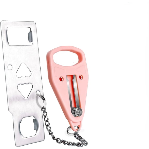 Portable Door Lock Home Security Door Locker Travel Lockdown Locks for Additional Safety and Privacy Perfect for Traveling Hotel Home Apartment College-Pink(1 Pack)