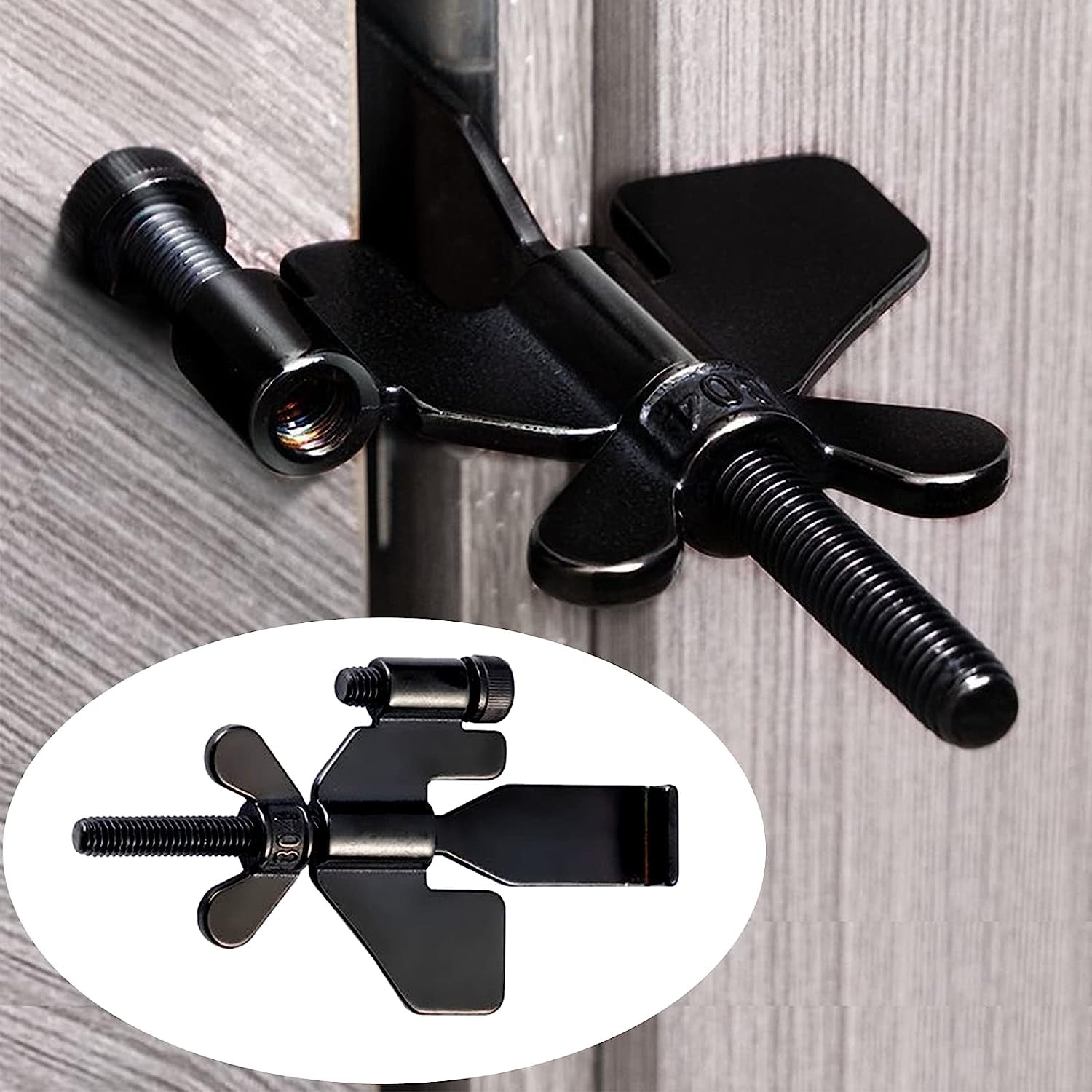 Portable Door Lock Upgraded, Black Heavy Duty Adjustable Portable Door