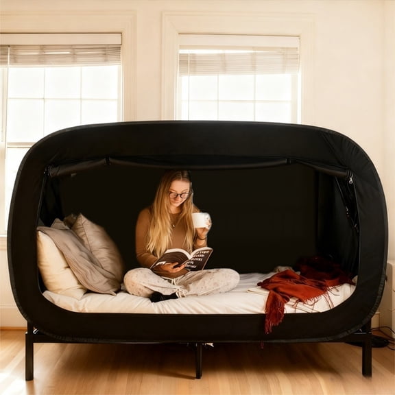 Portable Double Bed Tent for Indoor Use with Light-Blocking and Privacy Features, Foldable Compact Design Suitable for Dorm Rooms Bedrooms and Home Decor