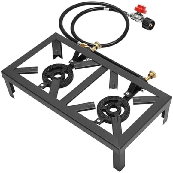 Portable Double Burner Outdoor Gas Stove, Outdoor & Indoor Portable Propane Stove with 3.9ft Hose, Cast Iron Camp Stove for Patio Camping, BBQ Camping Grill$$Sport & Recreation Other