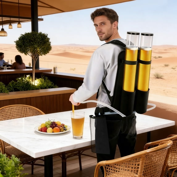 Portable Double-Container Drink Dispenser Backpack, 6L Capacity, for Beer, Juice, Wine & Cold Beverages – Ideal for Parties, Outdoor Events, Bars & Restaurants