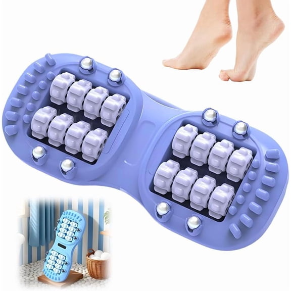 Portable Double Foot Massage Roller for Plantar Fasciitis Relief,Foot Massage Roller with Acupressure Therapy,Pain Relief, Stress Relief & Improved Circulation, Reflexology Tool for Home & Office Use