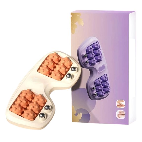 Portable Double Foot Massage Roller, Three Massage Techniques for Relieve_Pain from Plantar Fasciitis, Tight Muscles & Sore_Feet and Improved_Circulation, Portable Réflexology Tool,Orange