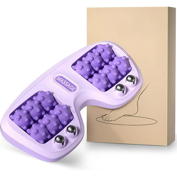 Portable Double Foot Massage Roller, Three Massage Techniques for Relieve Pain from Plantar Fasciitis, Tight Muscles & Sore Feet and Improved Circulation, Portable Reflexology Tool