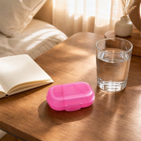 Portable Double Layer 8 Compartment Pill Box, Sealed Mini Travel Medicine Tablet Storage Organizer Case