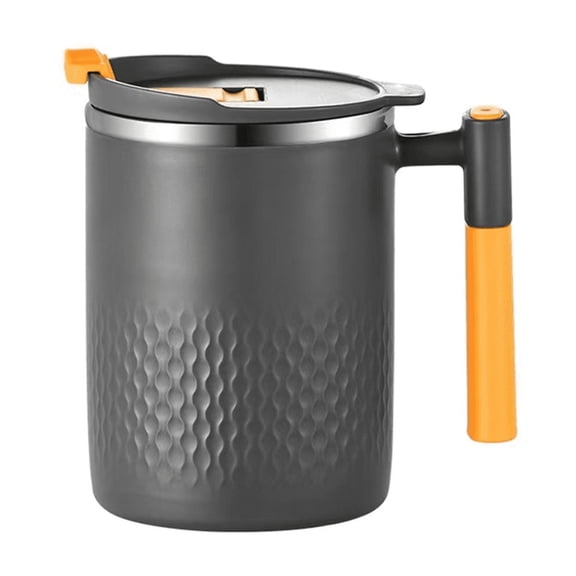 Portable Double-Layer Anti-Scalding Coffee Mug 304 Stainless Steel Water Cup with Handle and Cover Leak-Proof Cups,1 * Coffee Mug,As Shown