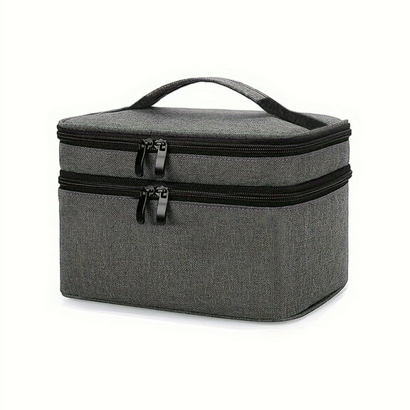 Portable Double Layer Medication Storage Bag for Emergency First Aid Organization with Convenient Carry Handle and Multiple Mesh Pockets