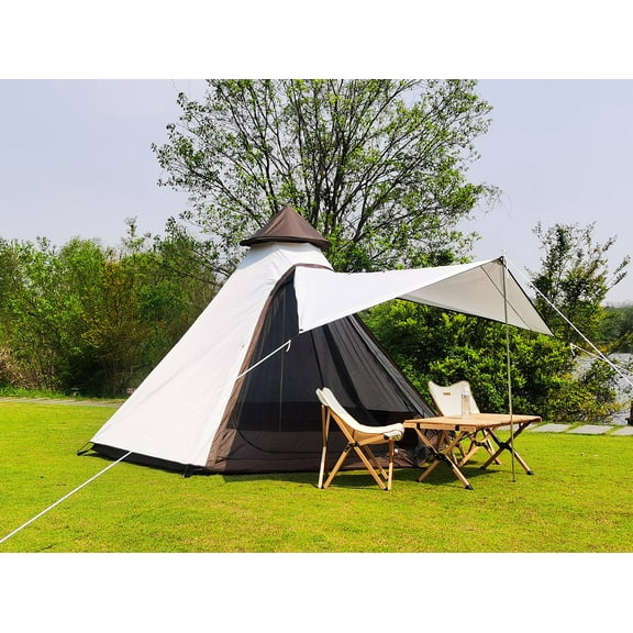 Portable Double Layers Waterproof Breathable Family Camping Indian Teepee Tent for 4 Person