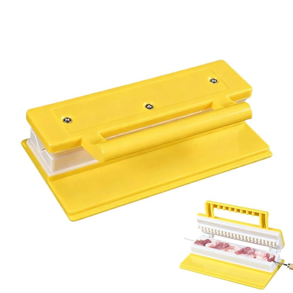 Portable Double Row Meat Skewer Tool for BBQ, Kebab Maker Mold for Outdoor Camping & Home Kitchen