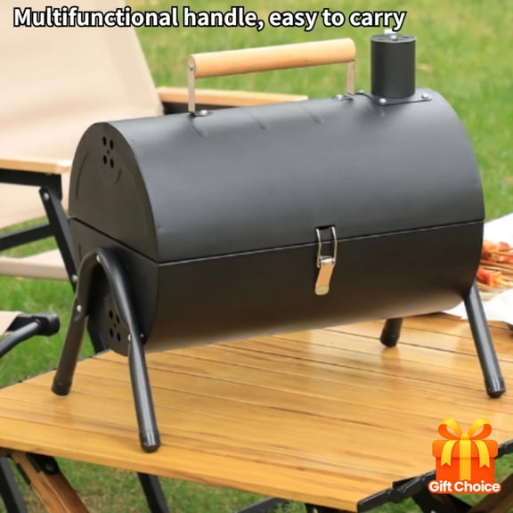 Portable Double-Sided Charcoal BBQ Grill with Chimney Design - Home/Outdoor Camping Barbecue, Perfect Gift for Dads & Husbands