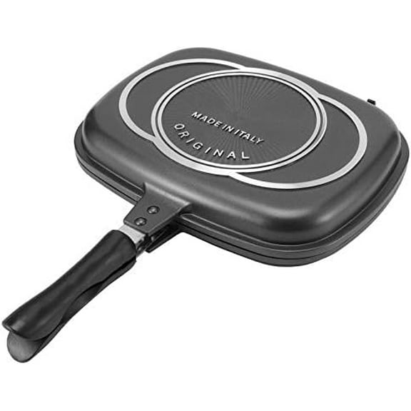 Portable Double Sided Grill Pan with Anti Burn Handle 32cm Aluminum Cooking Pot for Delicious and Nutritious Meals$$Home Decor, Kitchen, & Other