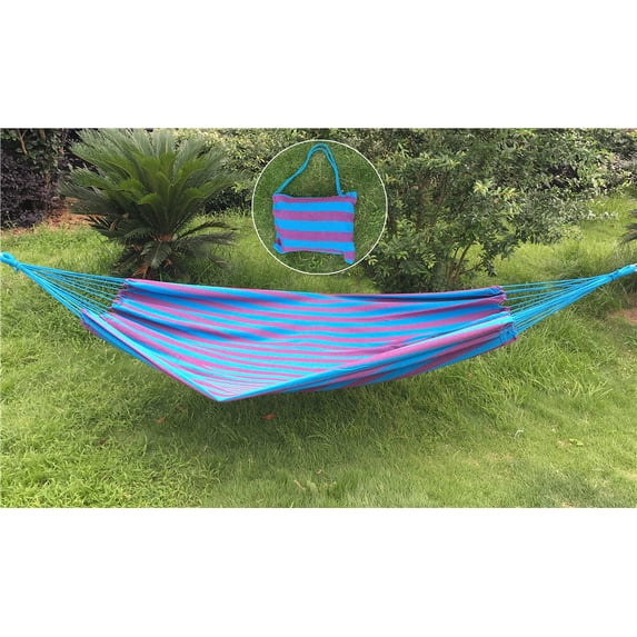 Portable Double polyester cotton Swing Travel Camping Hiking Hammock Blue Red