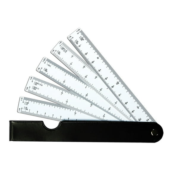 Portable Drafting Fan Plastic- Architect Engineering Metric Scale Ruler with 5 Blades Multifunctional Measurer