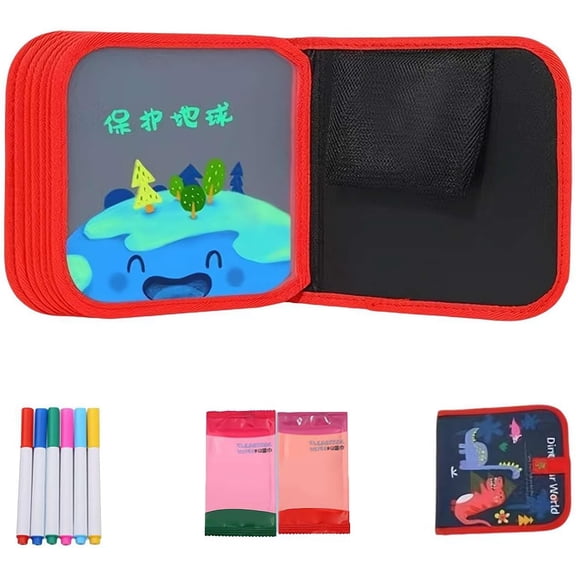 Portable Drawing Book, Reusable Scribble Book and Markers, Erasable Reusable Sketchpad with Pen and Storage Bag(14)Q