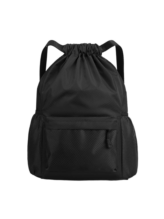 Portable Drawstring Backpack with Wet Pocket Gym Backpack Water Resistants Cinches String Bag Beach Swim Sports Gym for Women Men