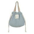 thumbnail image 1 of Portable Drawstring Corduroy Bento Lunch Bag Japanese Style Bento Box Carrier(Blue), 1 of 6