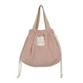 thumbnail image 1 of Portable Drawstring Corduroy Bento Lunch Bag Japanese Style Bento Box Carrier(Pink), 1 of 6