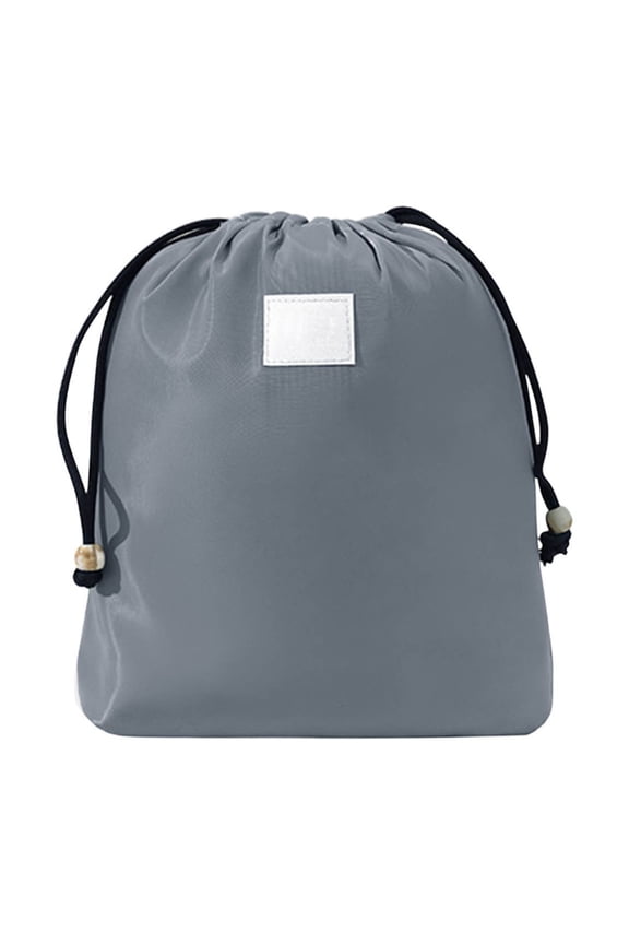 Portable Drawstring Travel Storage Bag, Multifunctional Organizer for Clothes, Shoes, Underwear, Socks, 6x17x20.5cm, Waterproof, Ash-Proof, Compact for Gym, Home, 32g, Gray