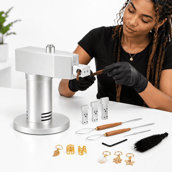 Portable Dreadlock Maker Machine for DIY Extensions with Multiple Size Heads and Accessories