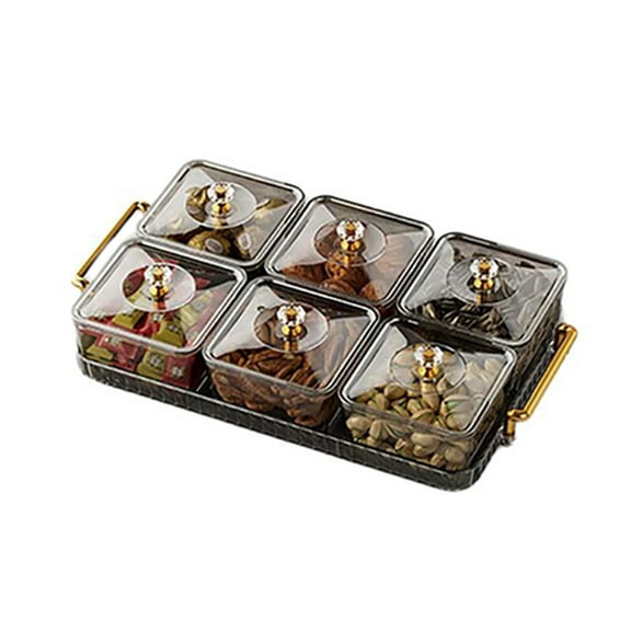 Portable Dried Fruit Tray Candy Storage Box Snacks Fruit Tray Nonslip Divided Snacks Fruit Tray With Lid Easy to Use
