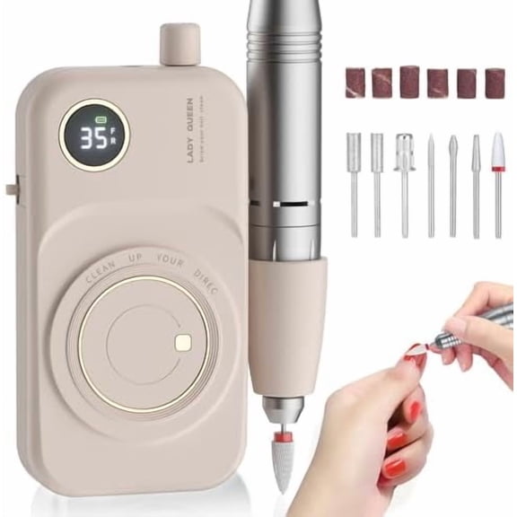 Portable Drill File: 35000RPM Professional E File Machine,for Nails Polishing Removing, Cordless Efile with Bits Kit for Manicure Salon ()