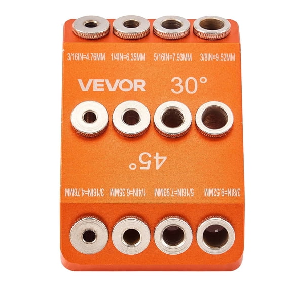 Portable Drill Jig Guide Tool Kit, 30/45/90 Degree Angle Drill Guide for Straight and Angled Holes, with 4 Replaceable High Carbon Steel Bushings (1/4", 3/8", 1/2", 3/4")