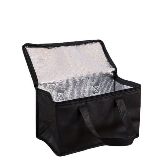 Portable Drink Beer Foil Insulation Cooler Bag Lunch Thermal Pack (Black L)