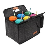 Portable Drink Carrier 6-Cup Holder Reusable Organizer Tote Bag Coffee Cup Holder with Handle Detachable Compartment Insulation Plates for Office Picnic