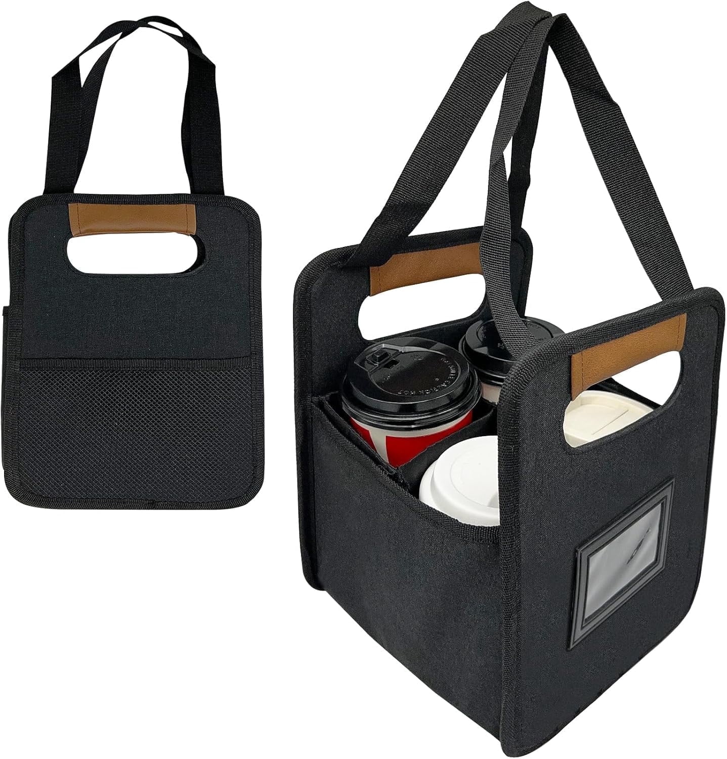 Portable Cup Carrier Reusable 4 Cup Coffee Carrier - Insulated Collapsible  Drink Holder With Metal Handle, Grey Drink Caddy