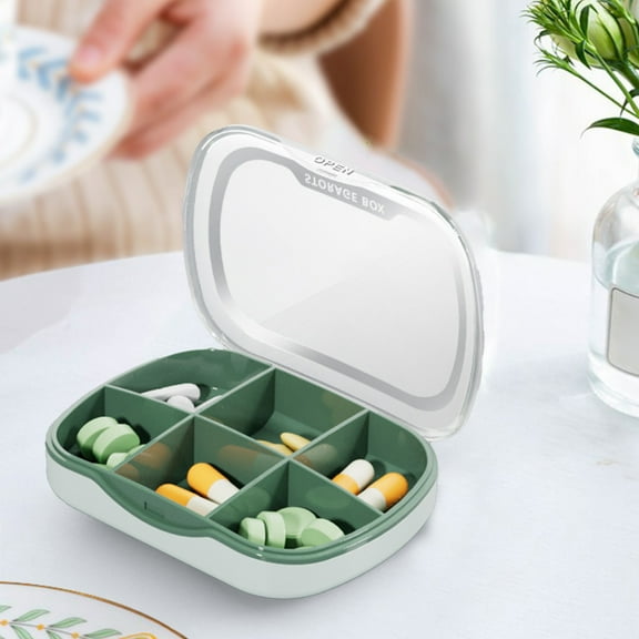 Portable Drug Storage Box, Sealed Moistureproof Medication Container, Classified Storage Case with 6 Compartments, Travel-Friendly Pill Box, Easy to Clean Detachable Medicine Organizer