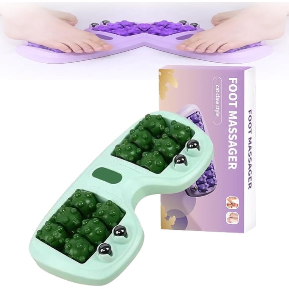Portable Dual Foot Massage Roller, Foot Massage Roller with Magnetic Pressure Points, Dual Foots Acupressure Tools, Deep Tissue Muscle Pressure Point Massage Rôller, Portable Reflexology Tool