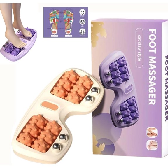 Portable Dual Foot Massage Roller, Foot Massager Roller for Plantar Fasciitis Relief, Dual Foot Acupressure Therapy for Pain Relief, Stress Relief and Improved Circulation, Reflexology Tool