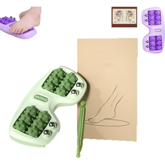 Portable Dual Foot Massage Roller, Foot Massager Roller for Plantar Fasciitis Relief, Stress Relief and Improved Circulation, Portable Reflexology Tool (Green)