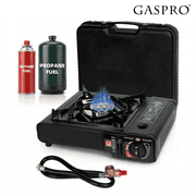 Portable Dual Fuel Gas Stove for Grill Camping and Outdoor Cooking with Butane & Propane Compatibility, Propane Adapter Hose and Carrying Case Included, 7800 BTUs Output