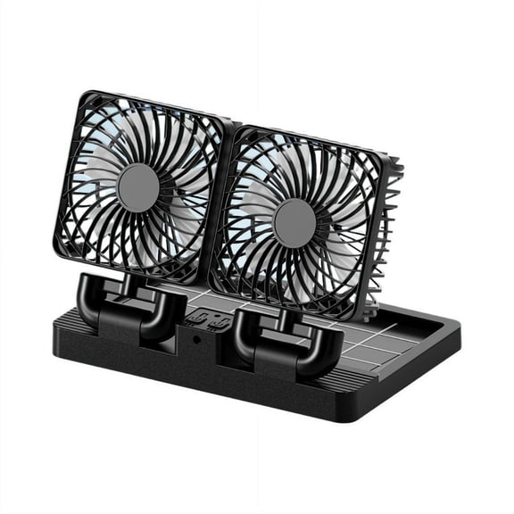 Portable Dual-Head Solar Mini Fan, 3-Speed Camping Fan, Quiet Operation, Solar/USB Powered for Car, Tent, Hiking, Emergency