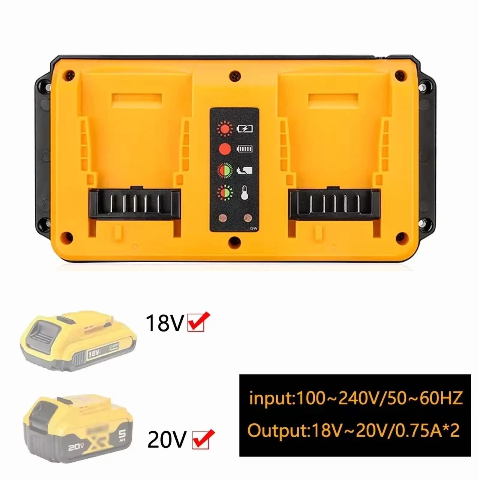 Portable Dual Ports Charger For Dewalt 18V-20V Lithium Battery Rechargeable DCB207 DCB206 DCB204 DCB203 Fast Charger