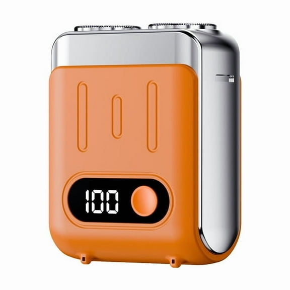 Portable Dual Ring Electric Shaver, Mini Portable Electric Razor for Men, Travel Beard with Double-Ring Blades, USB Rechargeable Waterproof Shaver for Car, Travel, Office, Home Use, 10000Rpm (Orange)